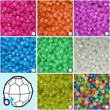 BeadTin Glow 8mm Faceted Round Plastic Craft Beads (450pcs) - Color choice