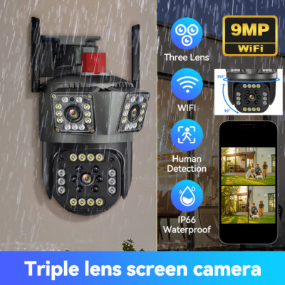Camara De Seguridad 9MP Wifi Inalambricas Para Casa y Exterior Con Audio Video