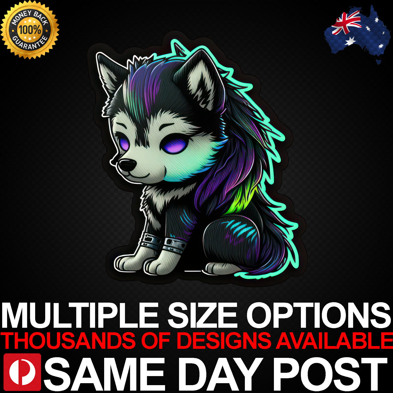 Affordable Punk Husky Vinyl Decal for Cars, Laptops, and Pets