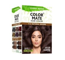 Color Mate Herbal Based Hair Color Natural Brown-9.2 10 Sachets No Ammonia-150g,