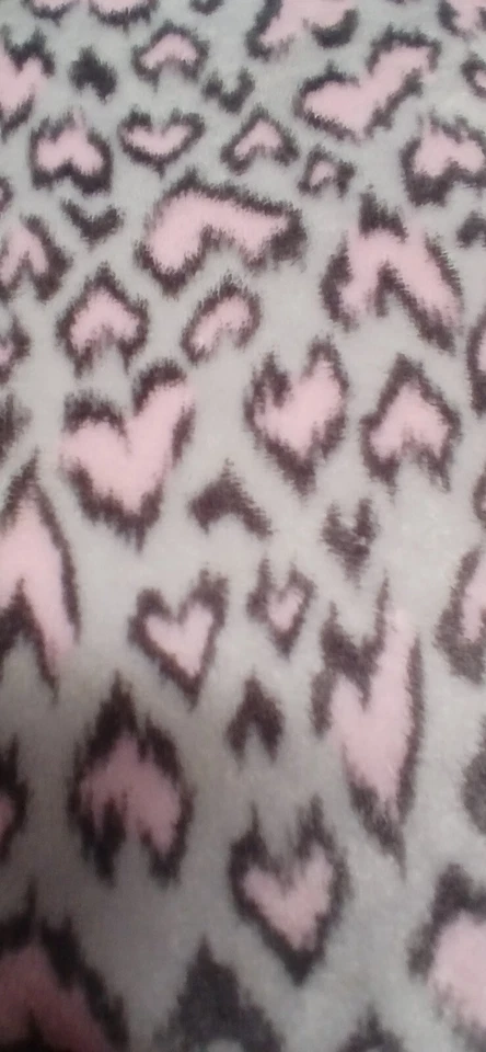 Lands End Plush Fleece Pajama Set Grey Pink Hearts Girls Size 8 Valentine's Day - Image 2 of 4