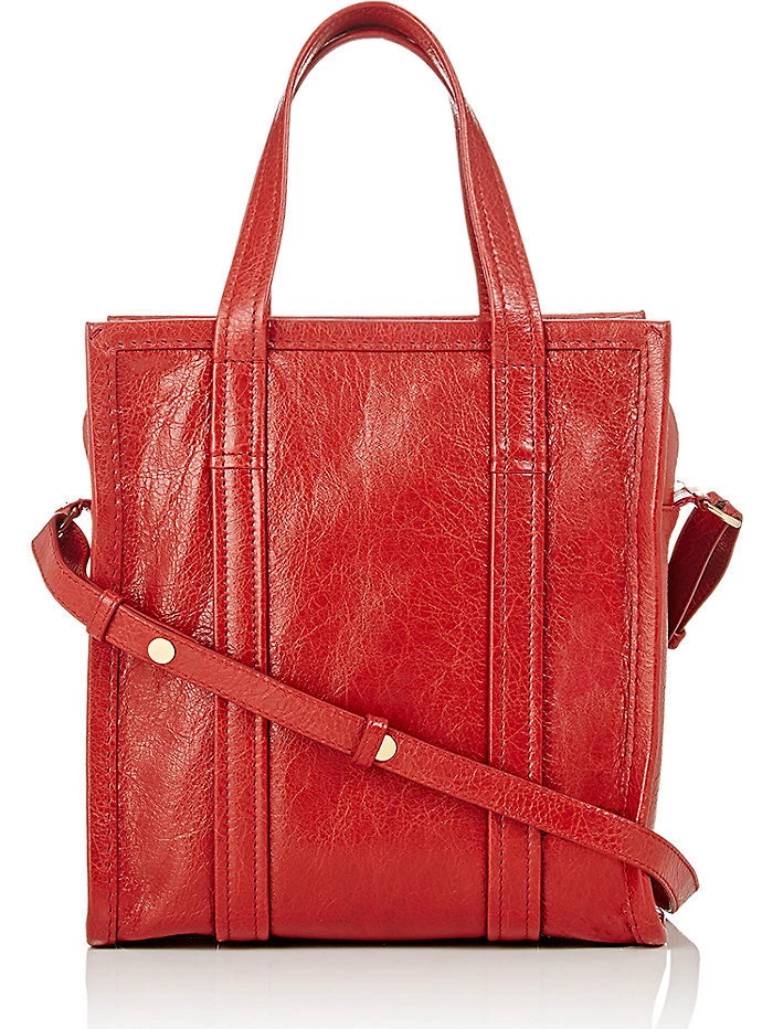 BALENCIAGA Arena Leather Bazar Shopper Tote Bag XS in Red eBay