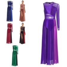 Women's Lyrical Dance Dress Side Split Maxi Dress Ballet Contemporary Dancewear