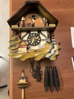 Vintage German E. Schmeckenbecher Black Forest Cuckoo Clock w/ musical sawmill