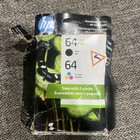 Original HP 64 Tri-color / 64XL Black Ink Cartridges (2-Pack) Exp. 09/2026