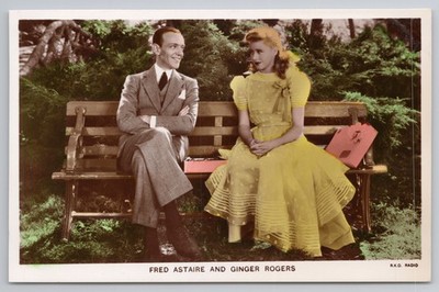 Handgetönte RPPC Fred Astaire Ginger Rogers RKO Radio Bilder 30er Jahre