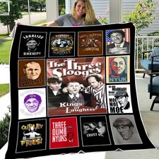 Classic Vintage Comedy Trio Flannel Blanket Retro Funny Show Cozy Throw