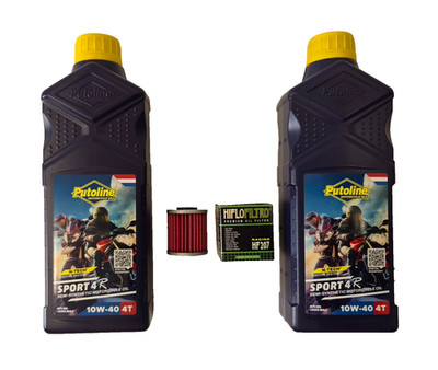 PUTOLINE OIL SERVICE KIT 10w40 x2 + HF207 OIL FILTER KAWASAKI KXF250 2006 - 2026