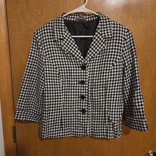 Dressbarn Black  White Houndstooth Blazer, Size M