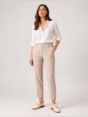 Closed Sonnett Wool Blend Tailored Pants Size 27 Beige Cropped Trouser NWT