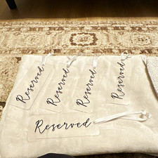 Event Reserved Signs with White Hanging Ribbons - 5 Pieces