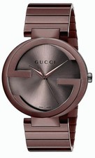 Gucci Interlocking XL PVD 42mm Steel Brown Dial Men Quartz Watch YA133211 - NWOT