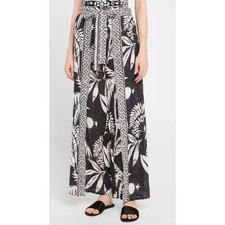 Johnny Was California XL Black White Palmas Print Wide Leg Pants Boho Chic