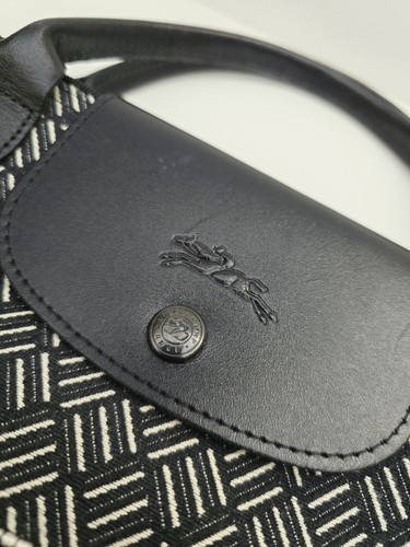 Bolso de Mano Longchamp Pequeño Asa Corta Lona/Cuero Negro Mujer Usado - Imagen 15 de 16