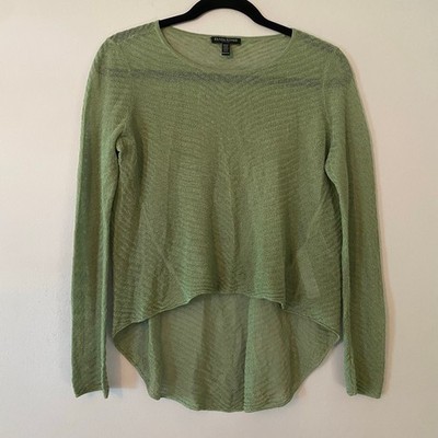 Eileen Fisher Mint Green Knit Sheer Hemp Cropped Sweater size PP / Small Petite