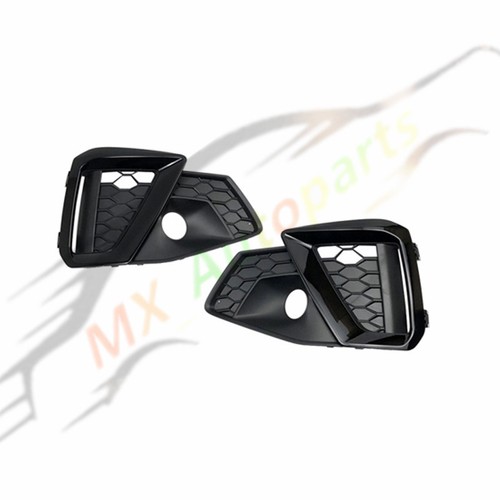 A Pair Bright Black Front Bumper Fog Light Grille Cover For Audi A4 2020-2022 - Foto 2 di 8