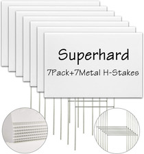 Blank Yard Signs with Stakes, 7 Pack 18 X 12 Inches White Plastic Lawn Signs for