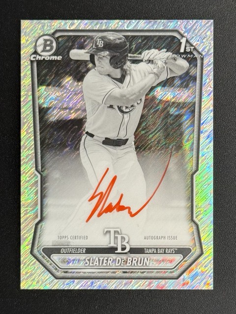 2026 Bowman Chrome Slater De Brun 1st Auto Black & White Shimmer Rays #CPA-SDE