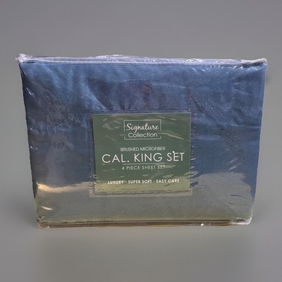 Signature Collection Califonia King Brushed Microfiber 4 Piece Sheet Set Blue