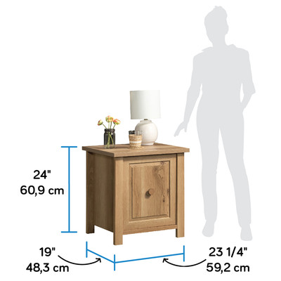 Sauder Hillmont Farm Engineered Wood Night Stand in Timber Oak Finish