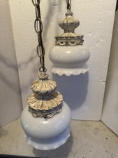 Vintage Mcm Hanging Double Pendant Light Vanity Swag Hollywood Ceiling Lights Vintage Mcm Hanging Double Pendant Light Vanity Swag Hollywood Ceiling Lights