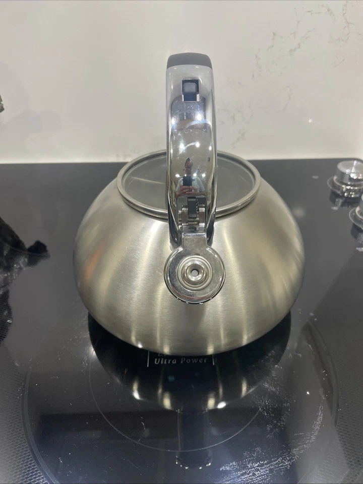 Brandani Italy Whistling Tea Kettle 3qt. Black Soft Touch Handle Stainless Steel - Image 2 of 4