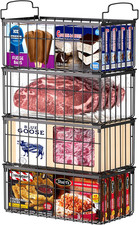 Freezer Organizer Bins, 4 Pack Stackable Deep Chest Freezer Organizer Bins, Fold