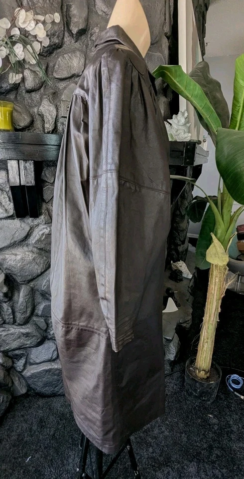 Винтажный 70-х 80-х Rickie Freeman для Teri Jon кожаная рубашка платье Dk Brn размер 12 - Изображение 3 из 4