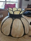 Vintage Caramel Cream Swirl Slag Stained Glass Lamp Shade Flower Shape 17.5"
