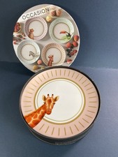 Set of 4 Animal Porcelai Plates (Elephant, Zebra, Giraffe, Leopard) by Occasions