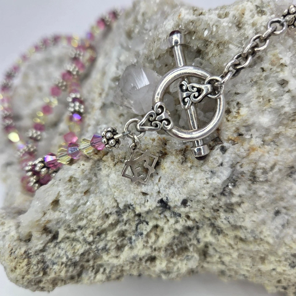 Collar Elyse Ryan Rosa Limonada Plata de Ley 925 Tailandia Cristal Palanca 18 Foto 2 de 4