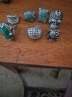 7 Silver Tone Rings Costume Jewelry Lot Vintage to Modern Rings All Wearable