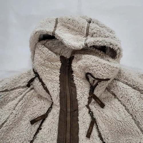 Kuhl Jacket Womens Small Beige Pile Flight Sherpa Fleece Hooded Coat Full Zip - Picture 10 of 12