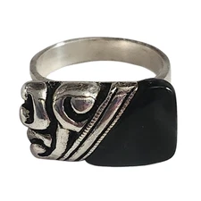  Premier Designs PD Silver Onyx Ring  Sz 7.5