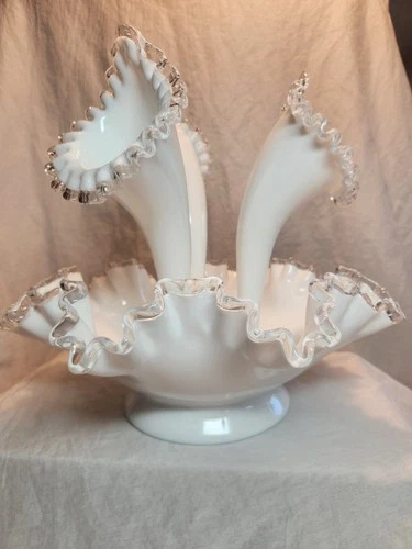 Fenton Silver Crest 3 Horn Epergne *BASE ONLY* AS IS- Damaged
