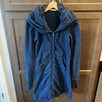 Prairie Underground Long Cloak Hoodie Jacket Teal Blue Organic Cotton Size S