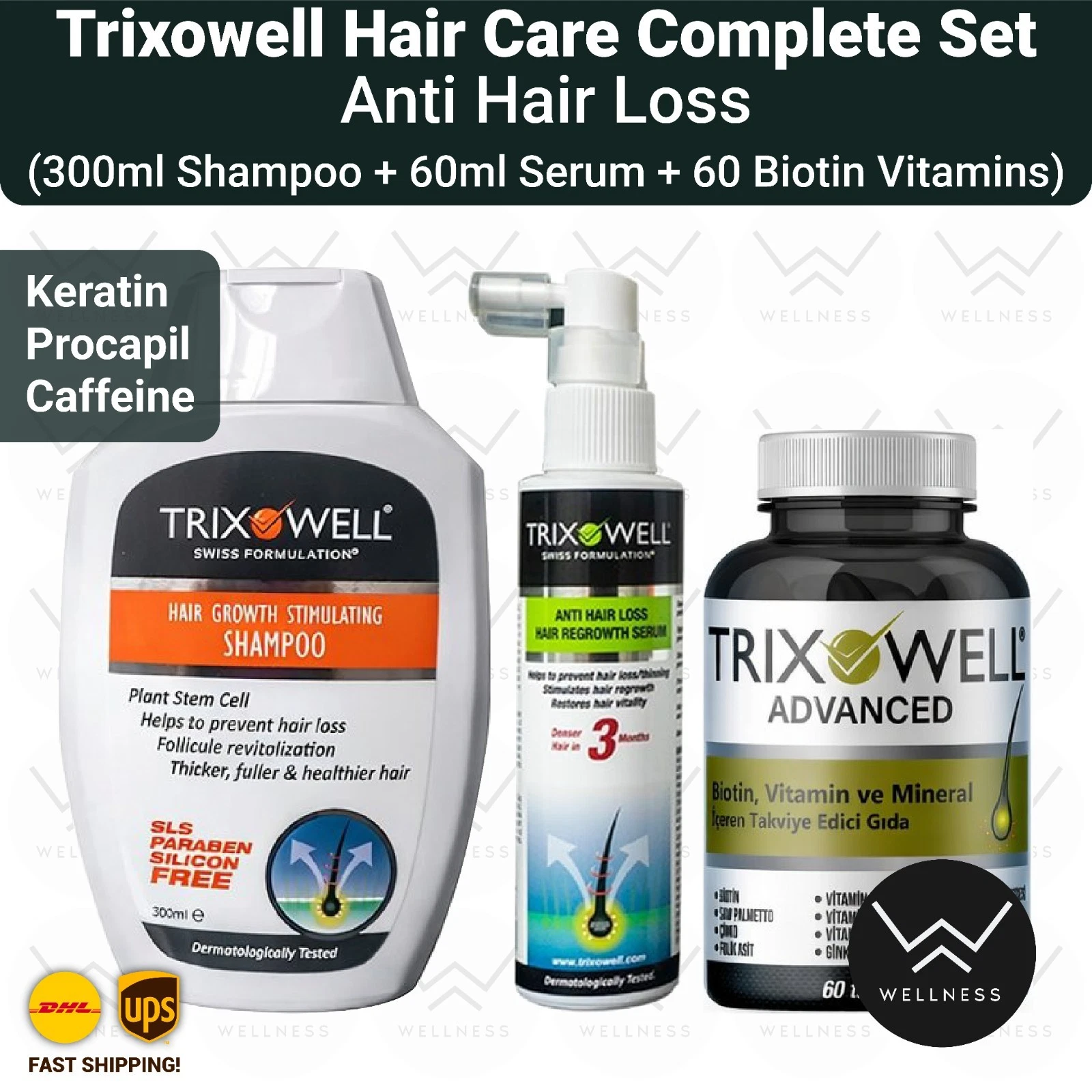 Trixowell Anti Hair Loss Complete Set ( Shampoo + Serum + Tablet )