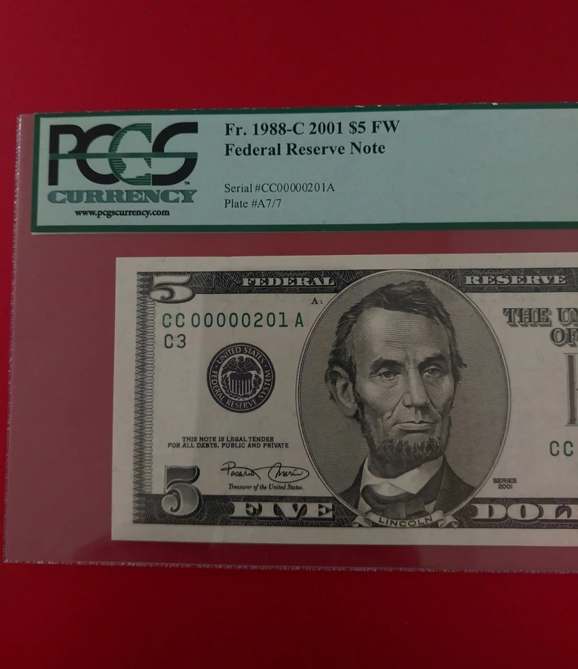 Series 2001 $5 Dollar Bill Low 3 Digit Low Serial Number Fancy Serial Number - Image 3 of 4