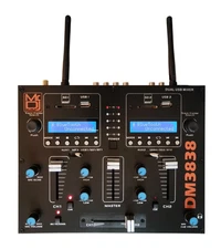 MR DJ DM3838 -2Channel Portable PA DJ Mixer Double Wireless Connection BT USB SD