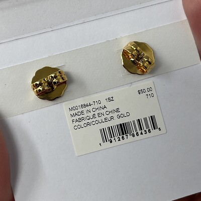 NWT Marc Jacobs Flower Earrings Gold Tone Shiny Studs