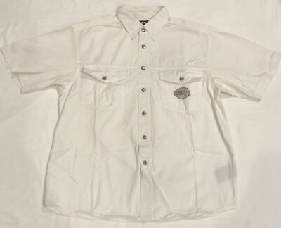 Harley Davidson Motorcycle Snap Button Biker Shirt Mens Large