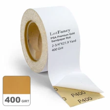 400 Grit 2-3/4" x 22yds PSA Sandpaper Block Gold Sticky Back Longboard Roll
