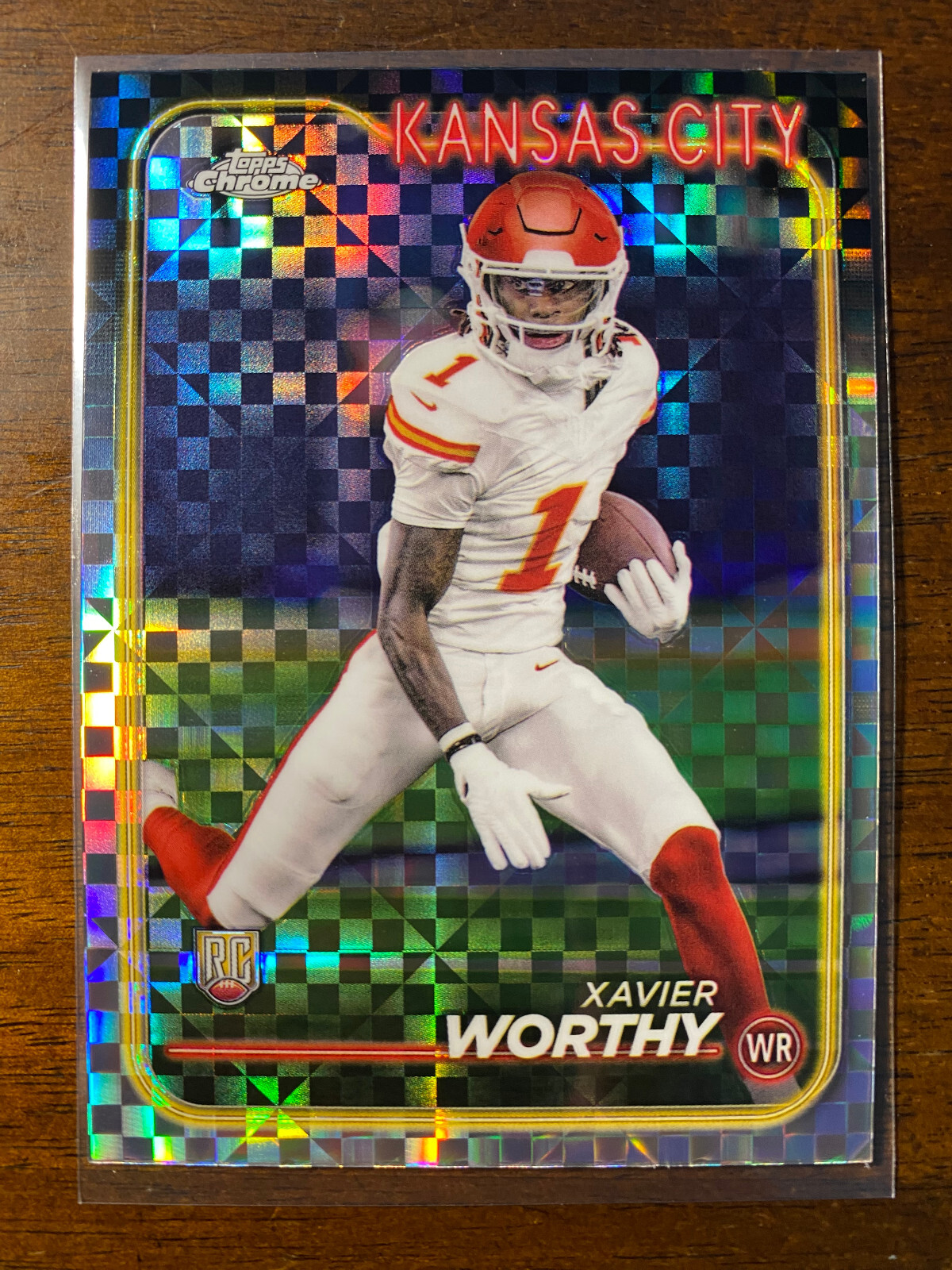 2024 Topps Chrome Football Xavier Worthy #208 RC X-Fractor Kansas City Chiefs