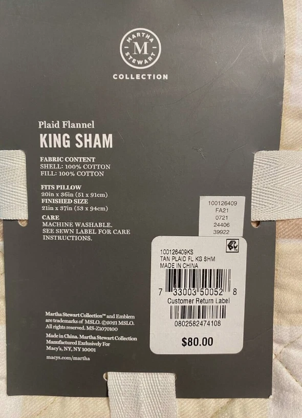 Colección Martha Stewart King Sham Franela Escocesa Bronceada $80 Precio de venta sugerido por el fabricante Foto 3 de 4