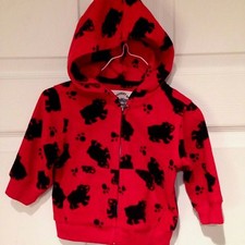 OSH KOSH B'Gosh RED Hooded Fleece Jacket Black BEARS Size 9 Months