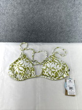NWT Volcom Women's Size Medium Carefree Green Triangle Bikini Top Floral Tropics