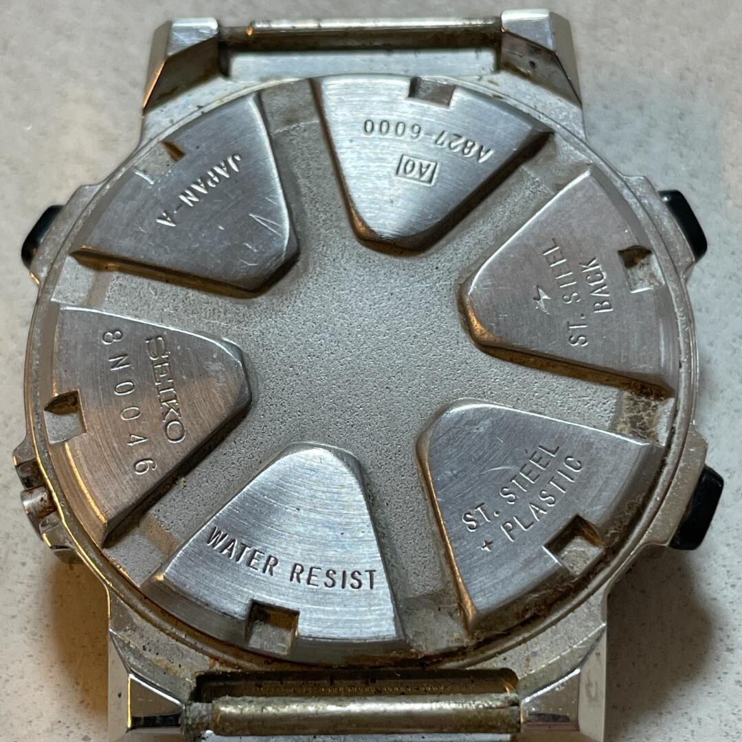 【SEIKO】SILVER WAVE A827-6000 YACHT TIMER Seiko Yacht Timer A827-6000 35mm Quartz 1980s Silver Wave