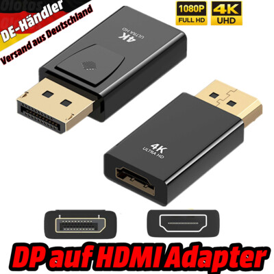 DP auf HDMI Adapter 4K Displayport zu HDMI Konverter Stecker Full HD Audio Video