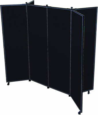 Portable Display Tower Wall Divider 6 Panel Charcoal Fabric Office 74 X 69 in