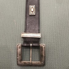 GAP Vint Black leather belt w silver rectangular accents - 26.5-30.5 Inches Long